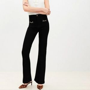 Loft Slim Flare Horsebit Black Jeans Sz 6 Petite/Short 28 Nwot